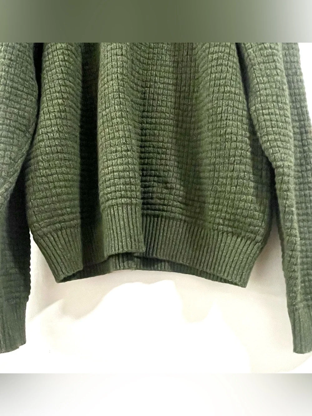 Banana Republic NWOT Medium Waffle Knit Green Crewneck Sweater MSRP $80 Gorpcore